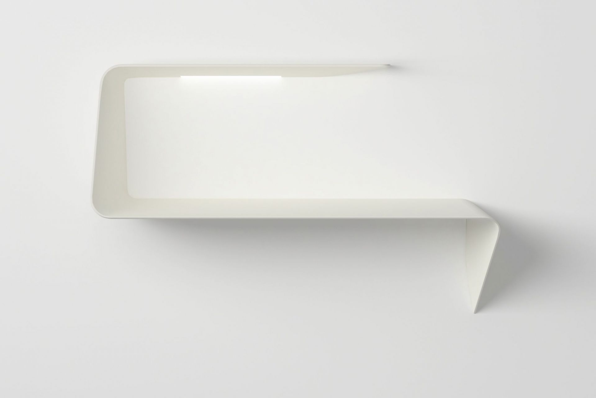 Weißer Mamba Wandsekretär von MDF Italia mit LED-Beleuchtung, moderne Ablage für Büro und Wohnzimmer.